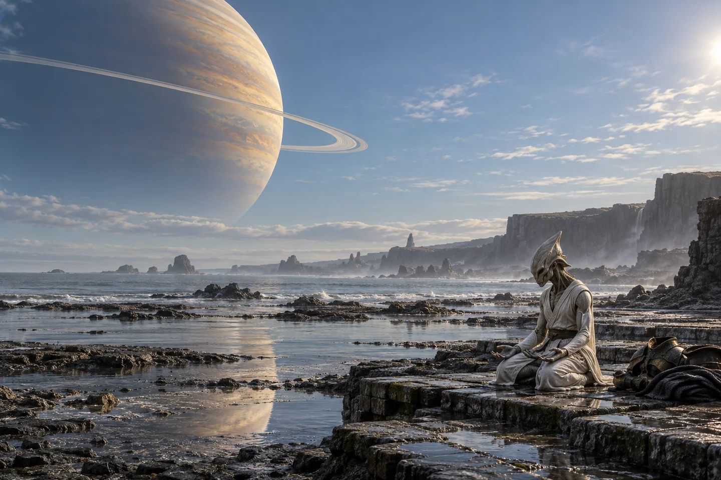 The moon and planetary rings in the artwork are invented. The mass of a known giant does not establish that it possesses the particular satellite or ring architecture shown.